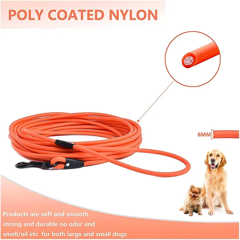 Waterproof Long Dog Training Leash – Durable PVC Lead for Recall, Yard, Beach & Outdoor Play (5FT, 10FT, 20FT, 30FT)
