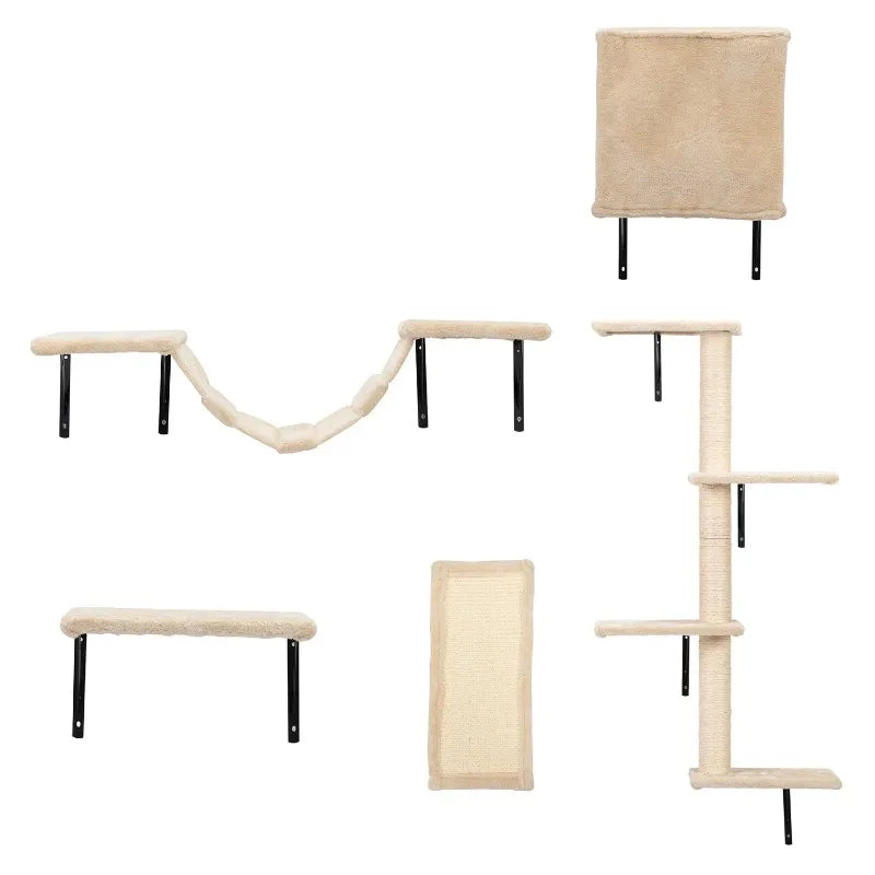 Cat Wall Shelves and Perches Set – Modern Wall-Mounted Cat Tree Tower for Indoor Adult Cats