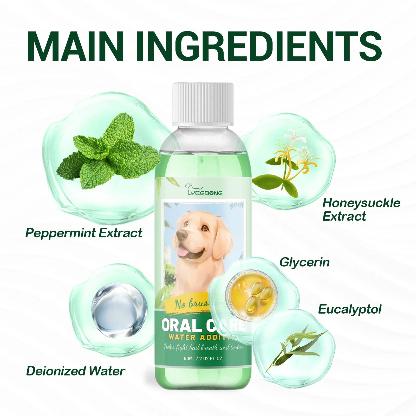 Pet Fresh Breath & Oral Care Solution – Dog & Cat Water Additive for Clean Teeth, Stain & Odor Removal, Earwax & Ear Odor Cleaner