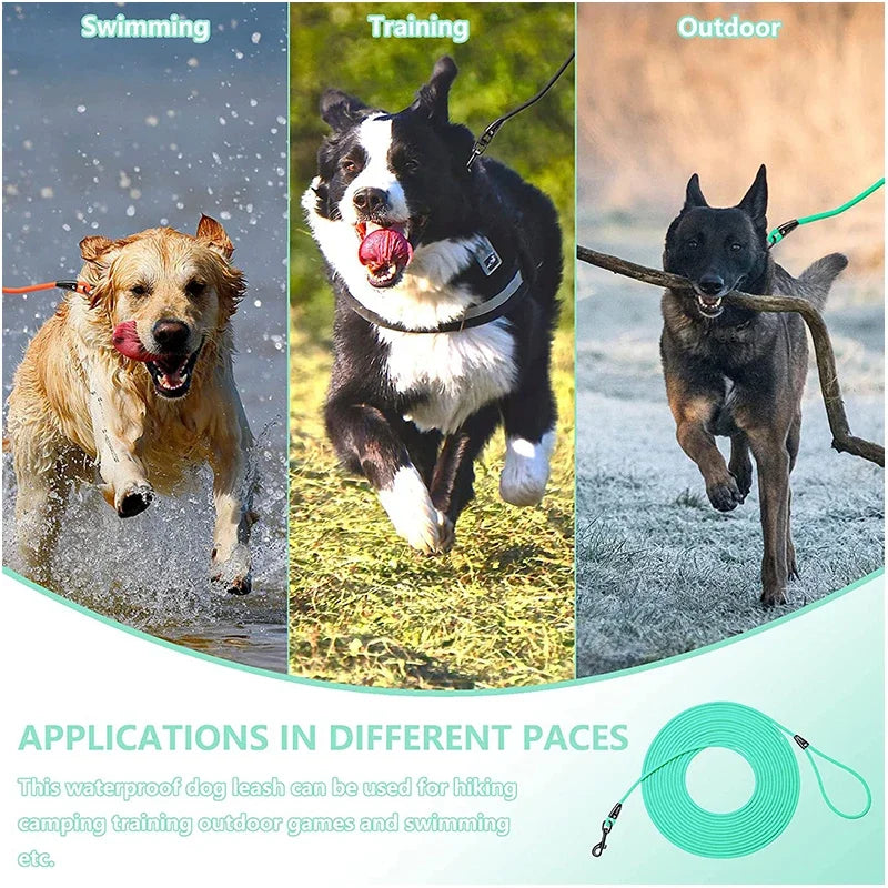 Waterproof Long Dog Training Leash – Durable PVC Lead for Recall, Yard, Beach & Outdoor Play (5FT, 10FT, 20FT, 30FT)
