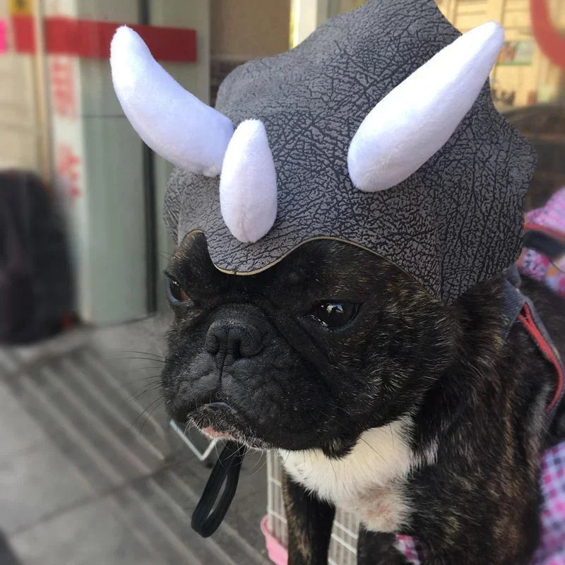 Triceratops Dinosaur Pet Hat – Costume Headgear for Cats & Dogs
