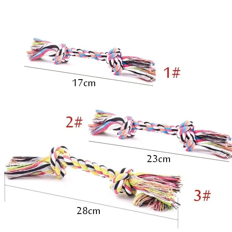 Colorful Double Knot Dog Toy – Durable Chew & Teething Rope for Small to Large Dogs