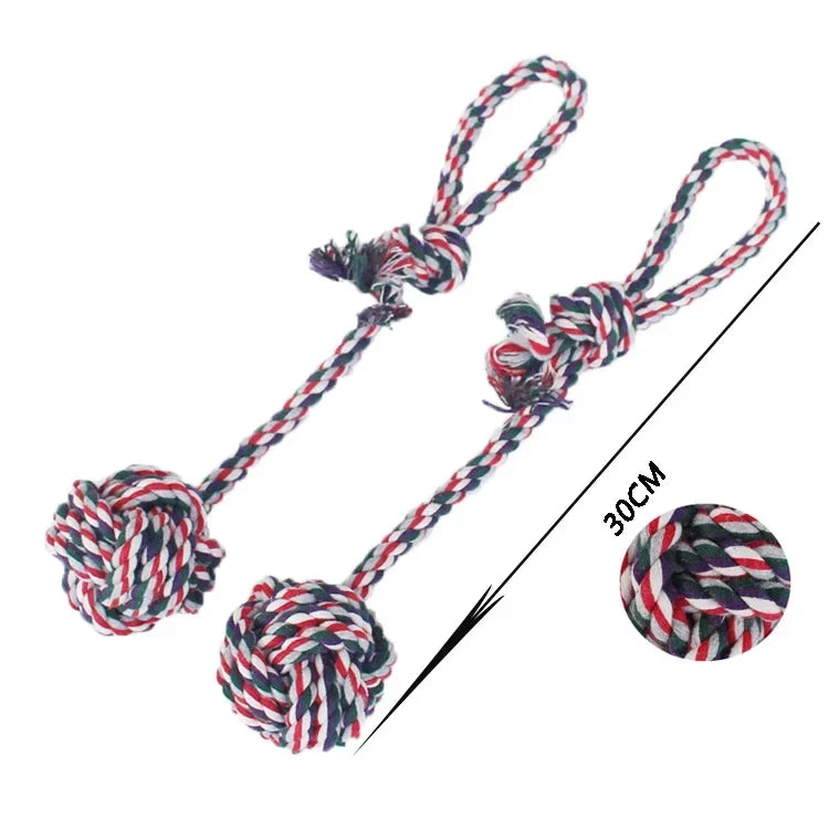 1PC Braided Cotton Rope Ball Dog Toy – Durable Knot Chew Toy for Puppies & Small Dogs | Teeth Cleaning & Interactive Play