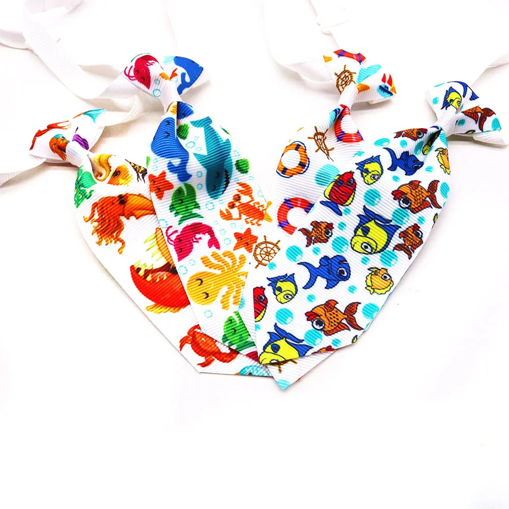 10PCS Beach Party Pet Necktie Set – Adjustable Bow Ties for Small Dogs & Cats | Bulk Pet Grooming Accessories