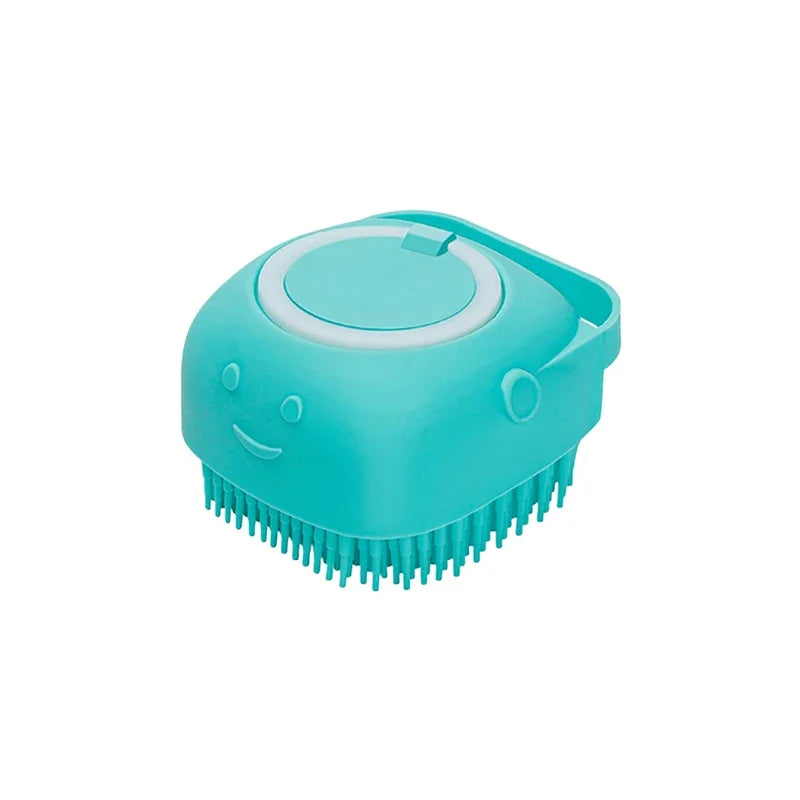 Dog Bath Brush – Silicone Pet Shampoo Scrubber & Soap Dispenser, Cat Massage Grooming Comb, Soft Rubber Puppy Cleaning Brush