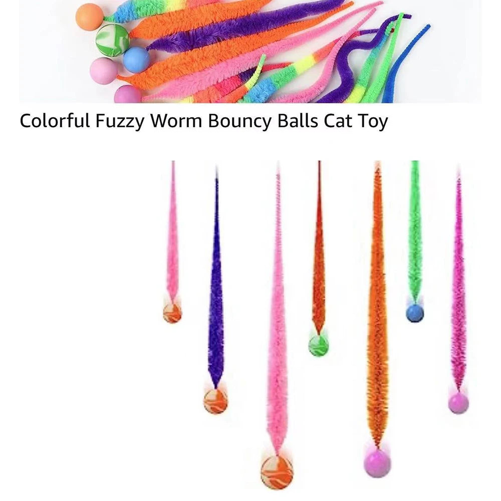 Colorful Elastic Caterpillar Cat Toy – Interactive Bouncing Teaser for Indoor Play