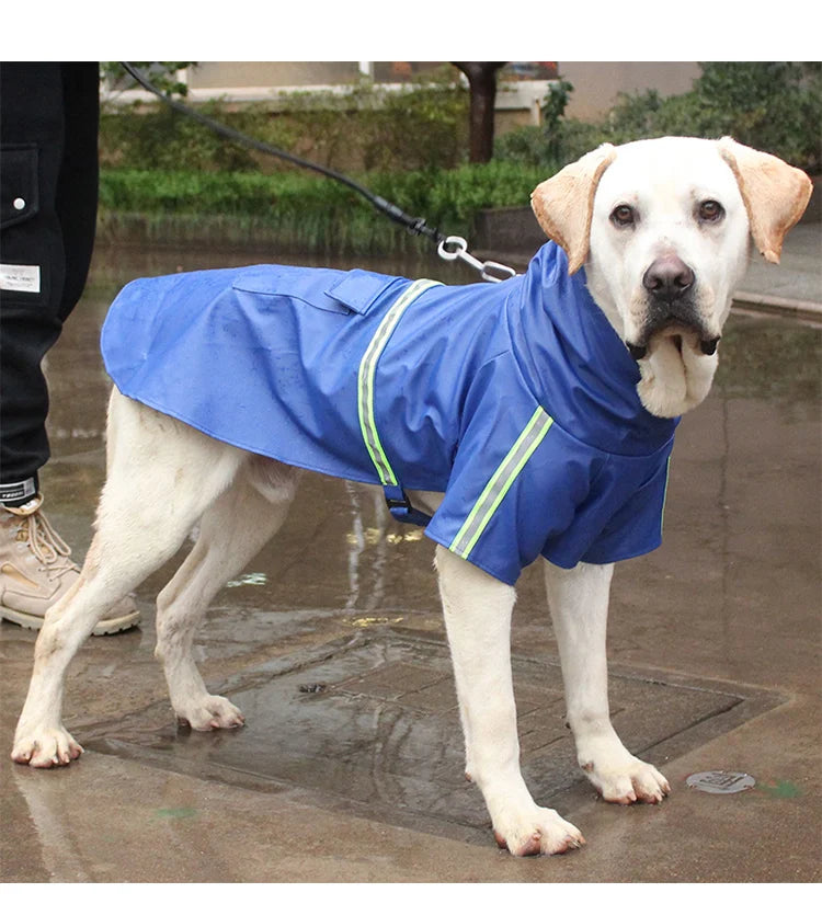 Waterproof Dog Raincoat – Hooded Reflective Cloak for Large Dogs