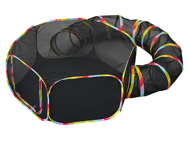 Portable Foldable Cat Tunnel & Tent Set – Large Play Space for Cats, Rabbits, Guinea Pigs & Small Pets