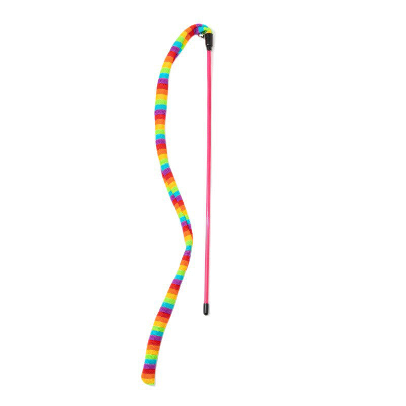 Caterpillar Cat Teaser Wand – Colorful Feather Toy for Interactive Play