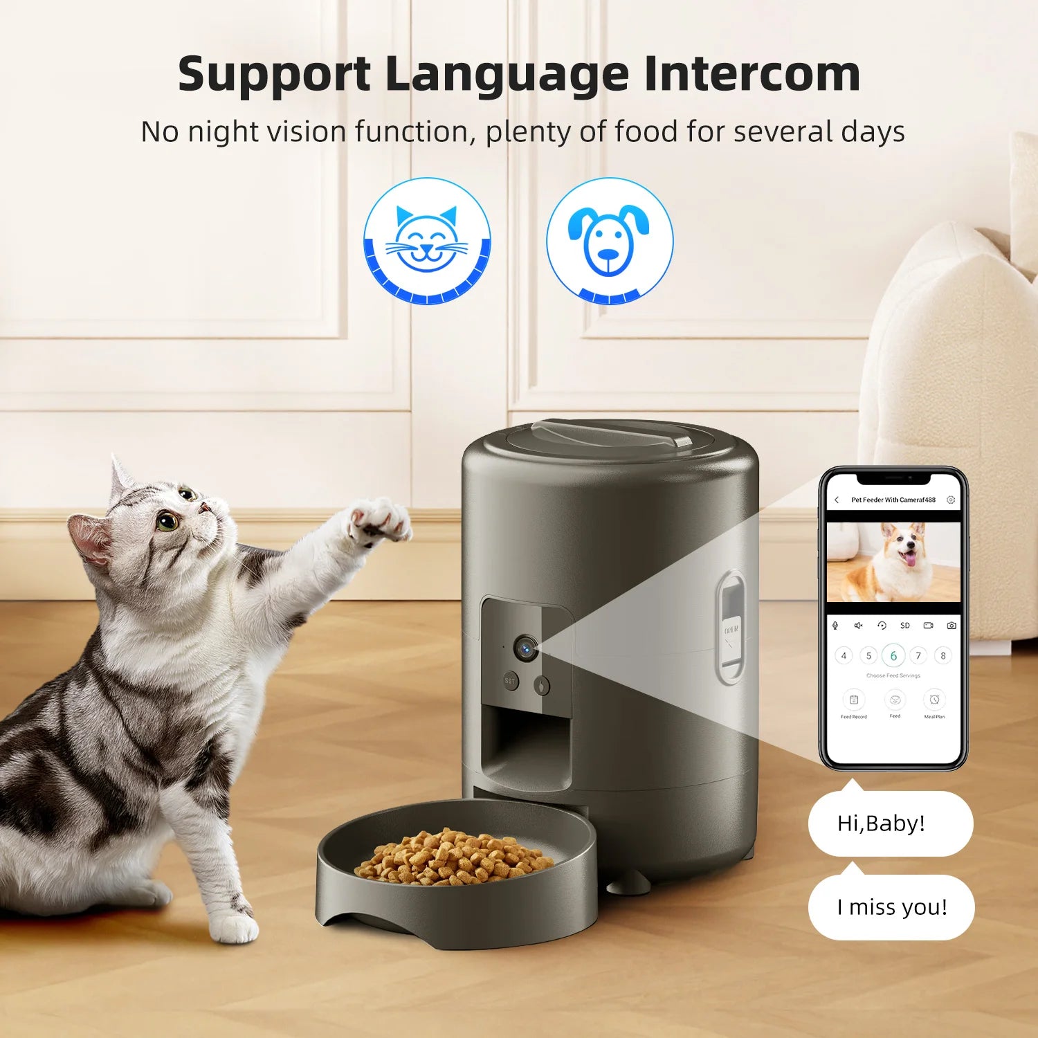 2L Smart Automatic Pet Feeder with WiFi, APP & Camera – Timed Dog & Cat Food Dispenser