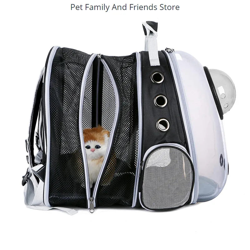 Portable Expandable Pet Backpack – Foldable Large Capacity Cat & Dog Travel Bag