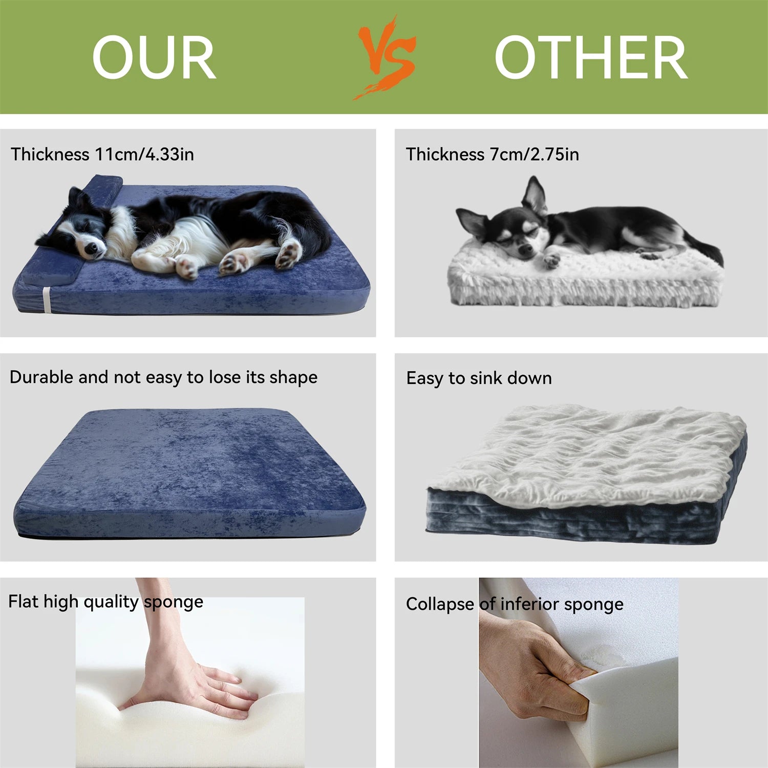 XXLarge Luxury Pet Bed with Headboard – Dutch Velvet & High Elastic Foam