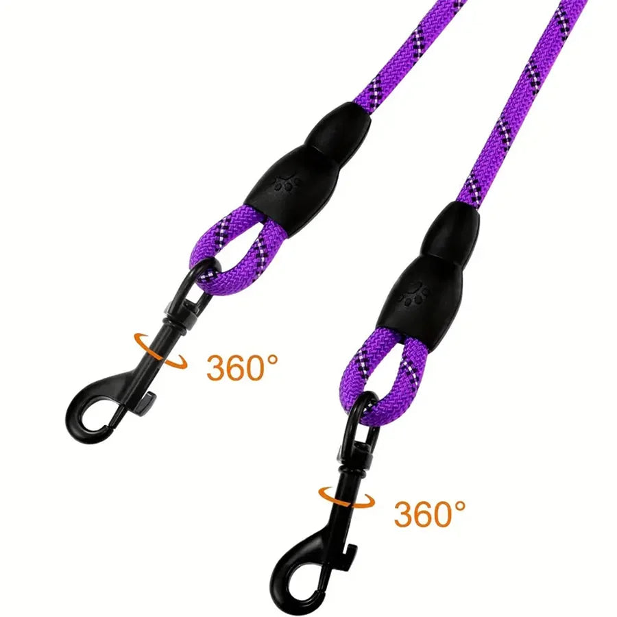 Dual Dog Leash – 360° Swivel No-Tangle Walking Lead for Small Dogs