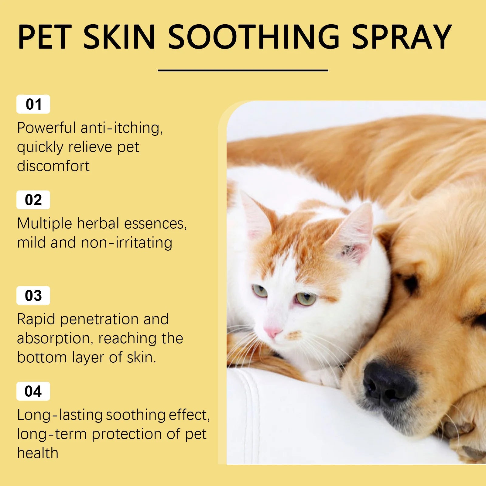 Pet Skin Care Spray – Relieves Itching & Discomfort, Flea & Lice Control, Wound Care for Dogs & Cats, Portable Grooming Spray
