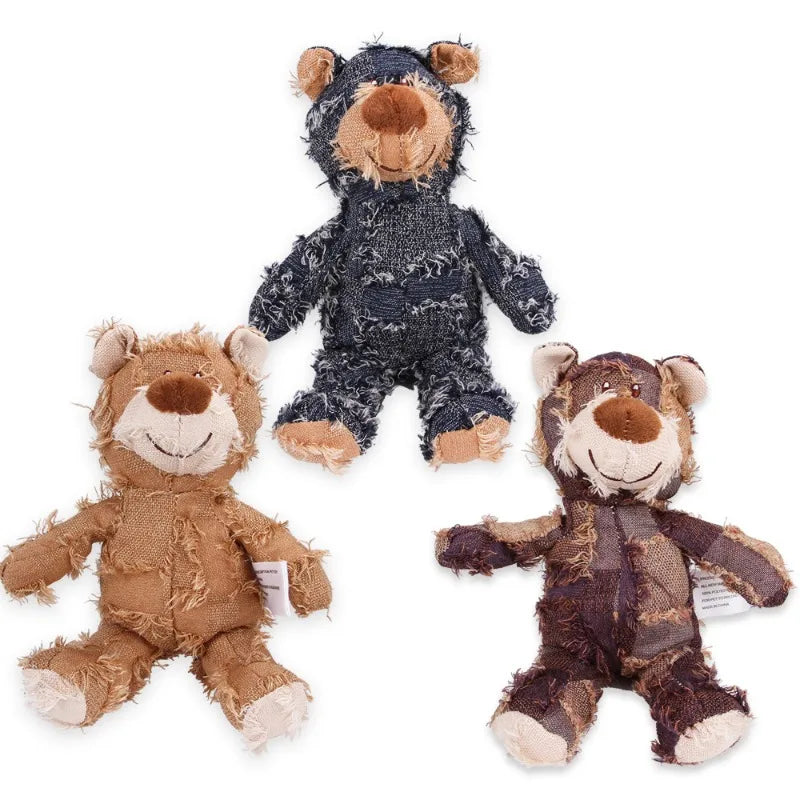 Teddy Bear Plush Dog Toy – Squeaky Interactive Chew Toy for Cleaning Teeth & Stress Relief