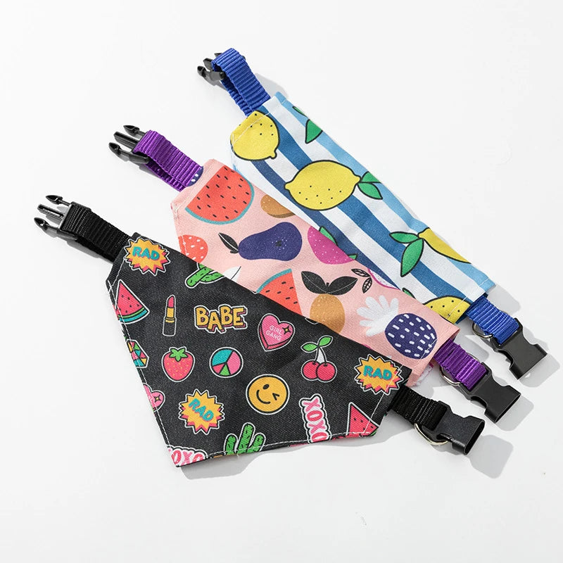 Adjustable Cotton Plaid Dog Bandana – Washable Pet Scarf with Bowtie Collar for Large Dogs & Cats