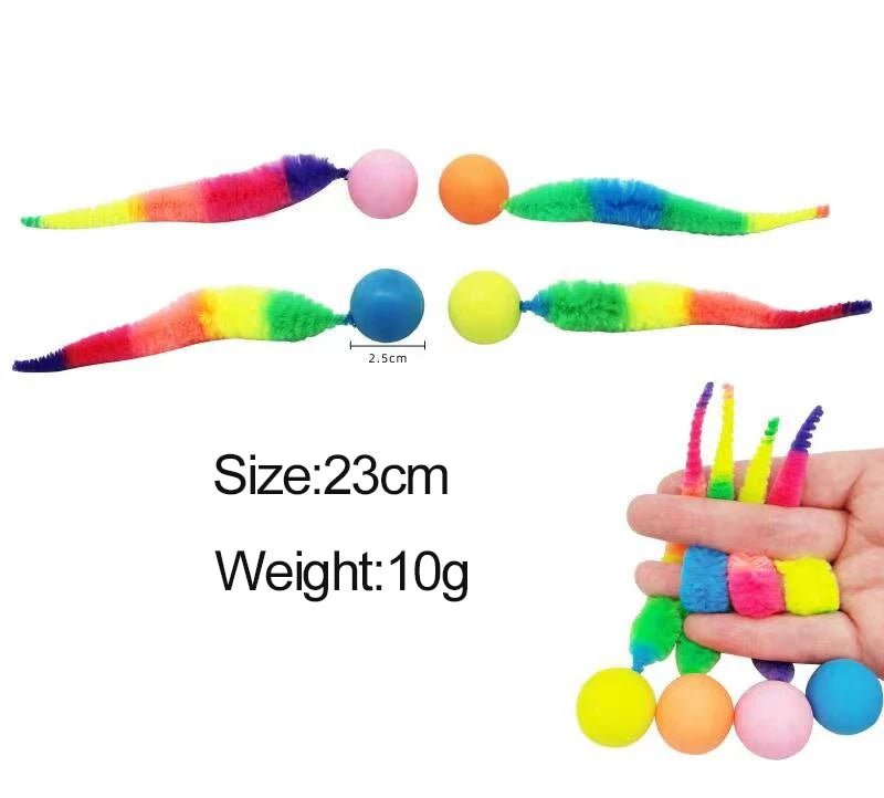 Colorful Elastic Caterpillar Cat Toy – Interactive Bouncing Teaser for Indoor Play