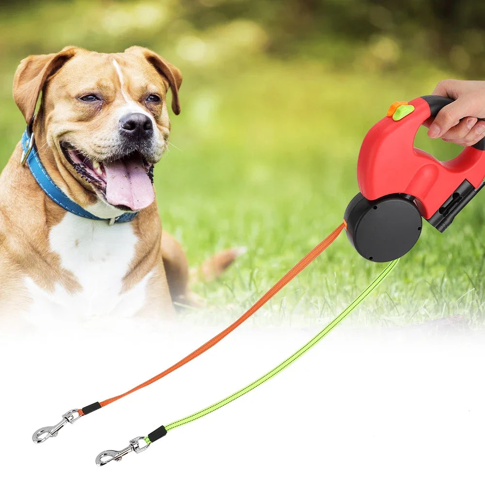Dual Head Retractable Pet Leash with LED Light – Extendable Dog and Cat Walking Lead