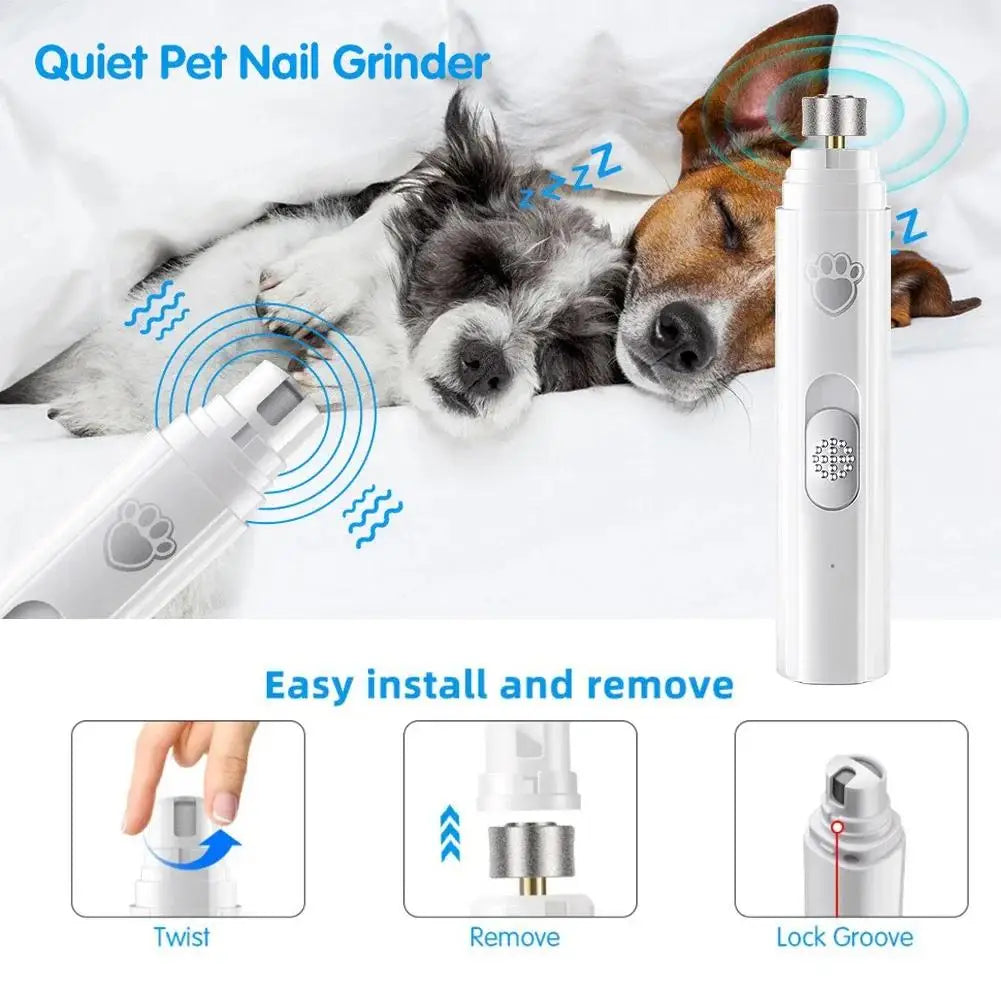 Electric Dog Nail Grinder – USB Rechargeable Pet Nail Clipper & Trimmer with Polisher Wheel for Dogs & Cats