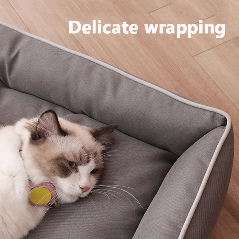 Four-Season Square Dog Bed – Soft, Thickened Waterproof Mattress for Large Dogs & Cats