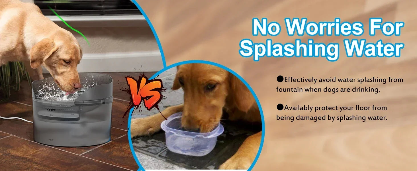 NPET 8L Large Dog Water Fountain – 2 Gallon Automatic Dispenser with Splatter Guard