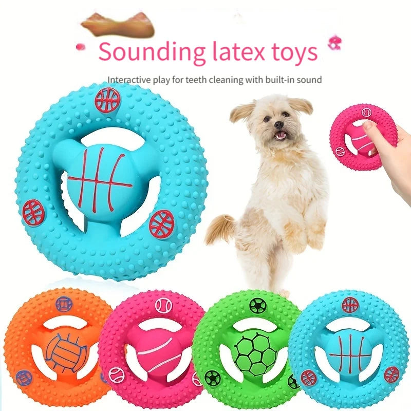 Dog Plush Toy – Football & Basketball Design Squeaky Chew Toy, Interactive Teeth Cleaning Plush for Dogs