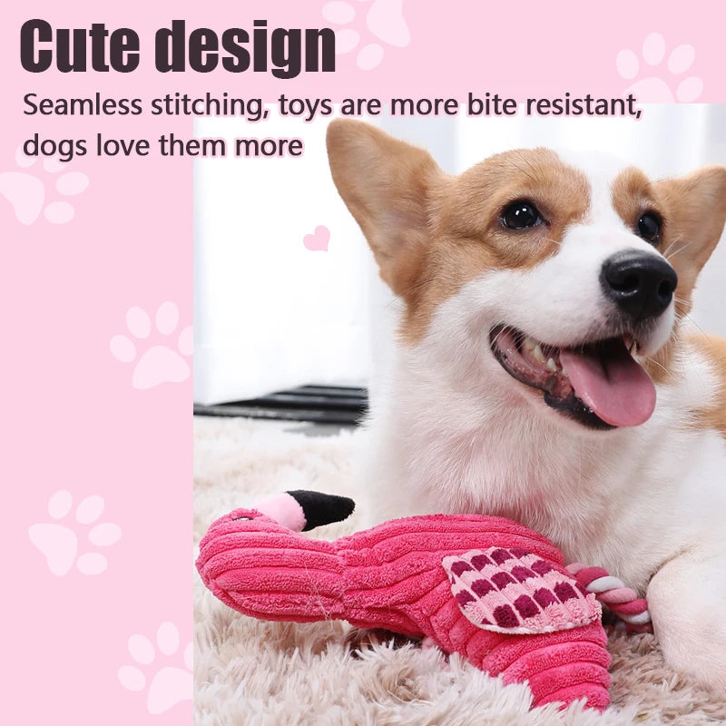 Animal Shape Squeaky Plush Dog Toy – Cute Bite-Resistant Corduroy Chew Toy for Small, Medium & Large Dogs, Puppy Pet Accessories