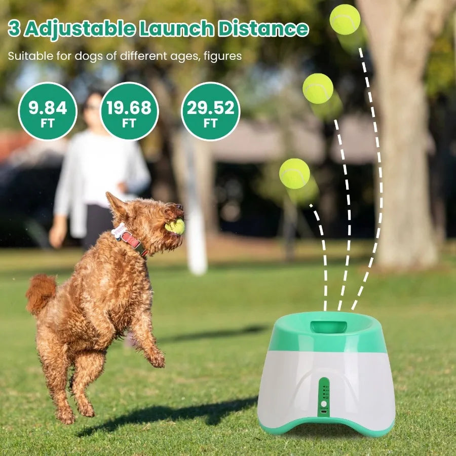 Interactive Pet Tennis Ball Launcher – Food Reward Machine & Training Toy for Dogs and Cat