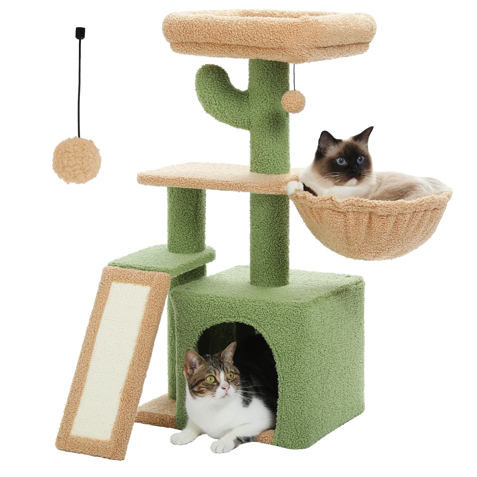 Cat Tree Tower for Indoor Cats – 2 Styles Cat Activity Center with Scratching Posts, Large Hammock & Removable Top Perch (Grey)