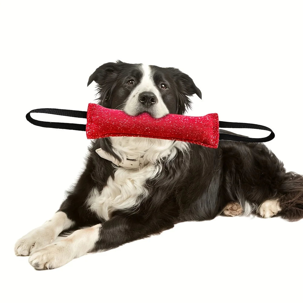 Dog Training Bite Stick – Double Handle Jute Tug Toy for Interactive Play & Bite Training