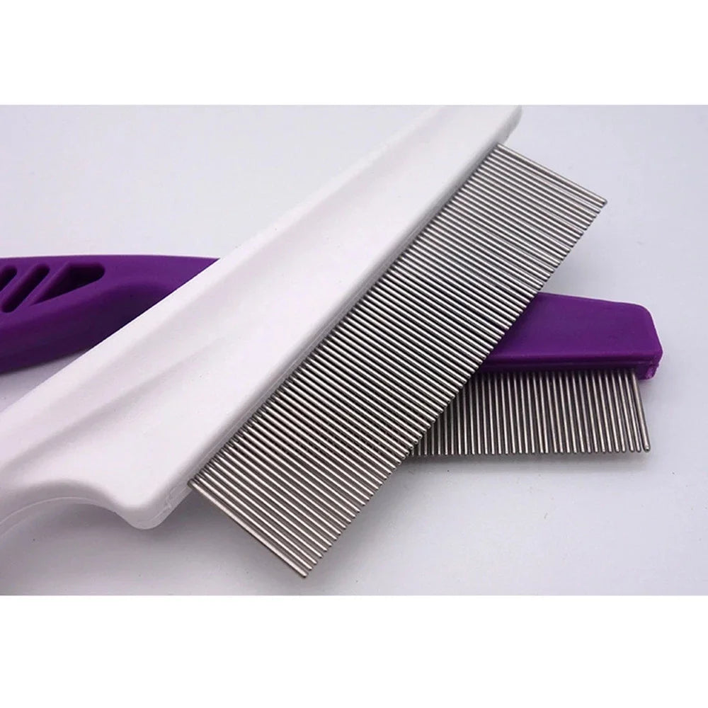 Pet Flea & Tick Remover Comb – Stainless Steel Grooming Brush for Dogs & Cats | Lice Repellent & Hair Cleaner Tool