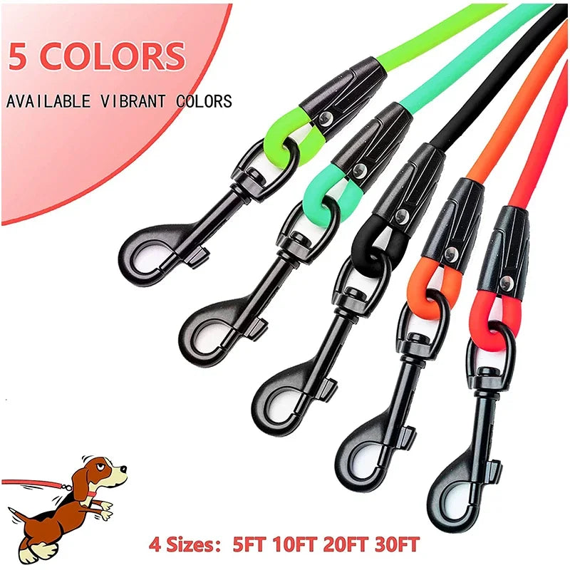 Waterproof Long Dog Training Leash – Durable PVC Lead for Recall, Yard, Beach & Outdoor Play (5FT, 10FT, 20FT, 30FT)