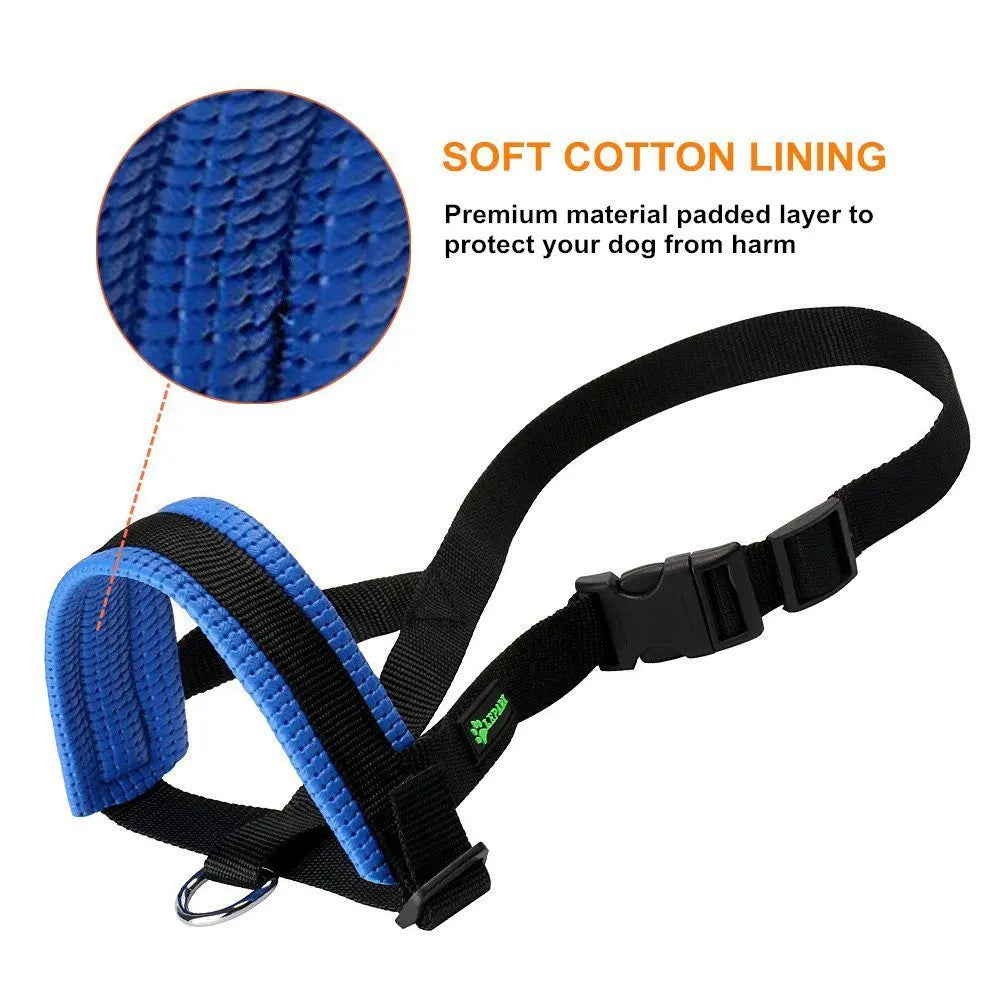 Breathable Nylon Dog Muzzle Set – Anti-Bark Training Collar with Striped Design for Summer Use