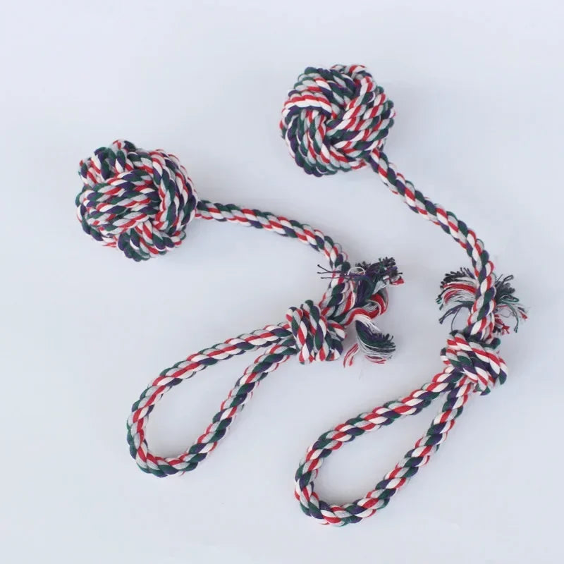 1PC Braided Cotton Rope Ball Dog Toy – Durable Knot Chew Toy for Puppies & Small Dogs | Teeth Cleaning & Interactive Play