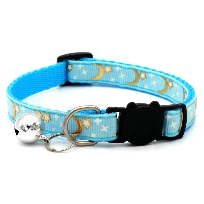 Adjustable Pet Collar with Bell – Colorful Cartoon Footprint Design for Puppies, Dogs & Cats