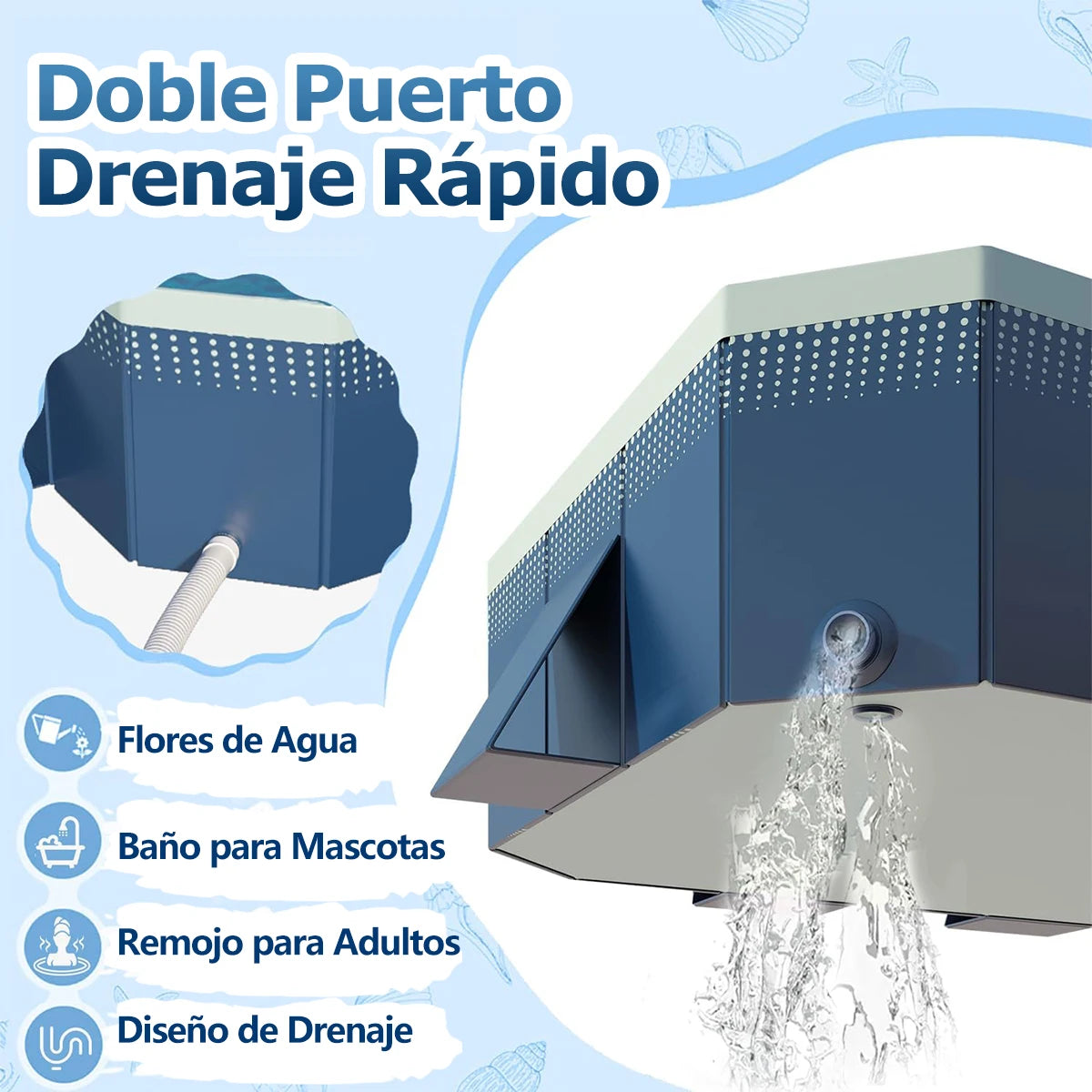 2.6m / 3m Foldable Outdoor Swimming Pool – Non-Inflatable Hard Plastic Pool for Kids, Adults & Dogs
