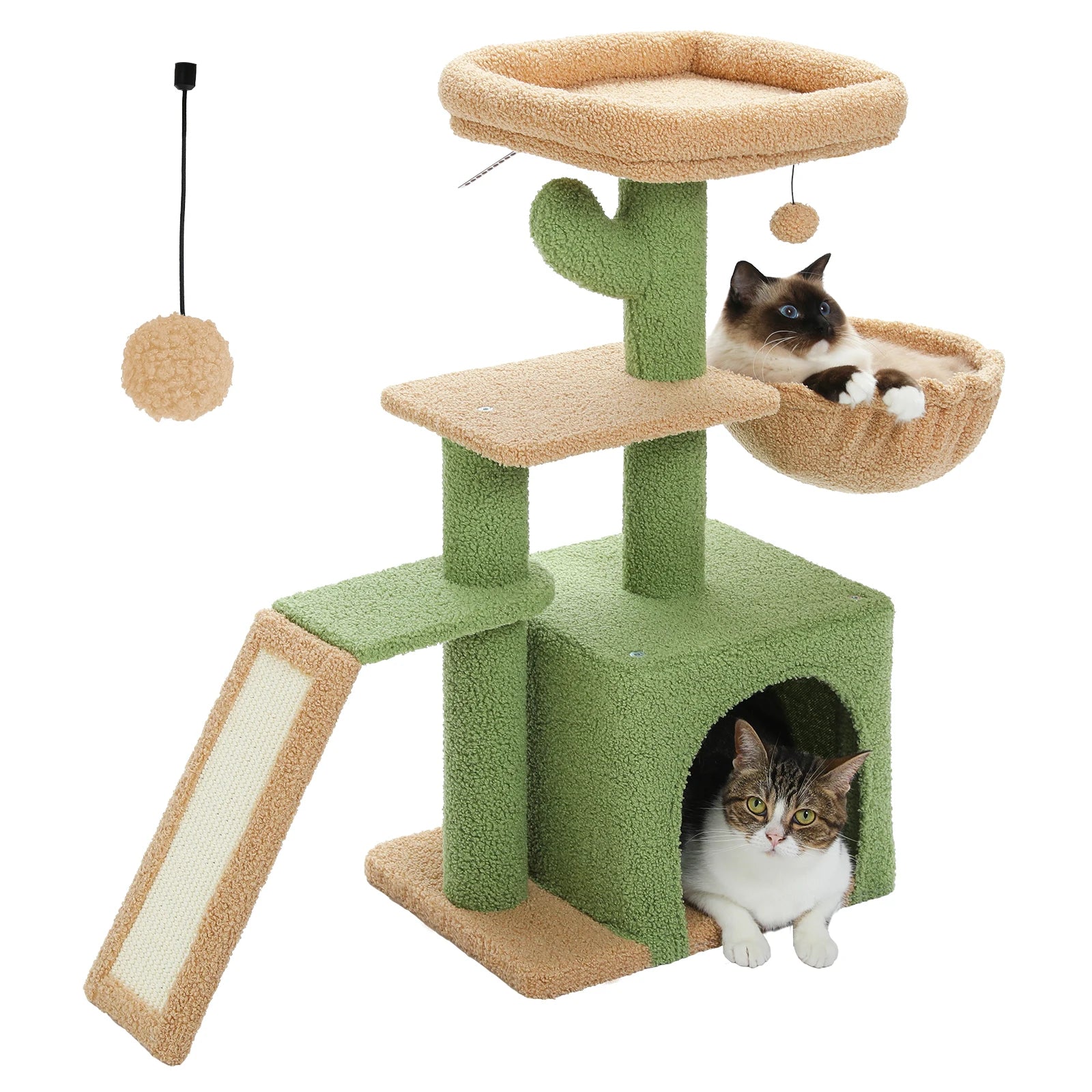 Cat Tree Tower for Indoor Cats – 2 Styles Cat Activity Center with Scratching Posts, Large Hammock & Removable Top Perch (Grey)