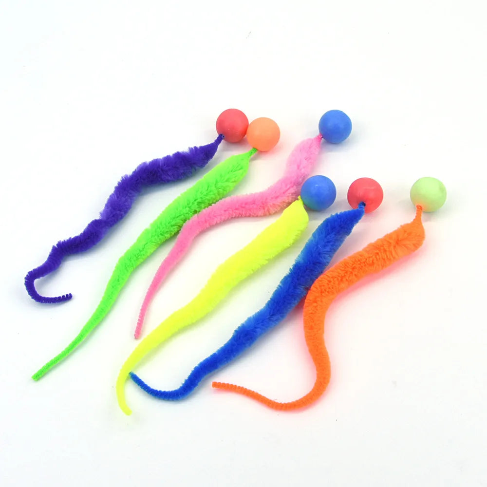 Colorful Elastic Caterpillar Cat Toy – Interactive Bouncing Teaser for Indoor Play