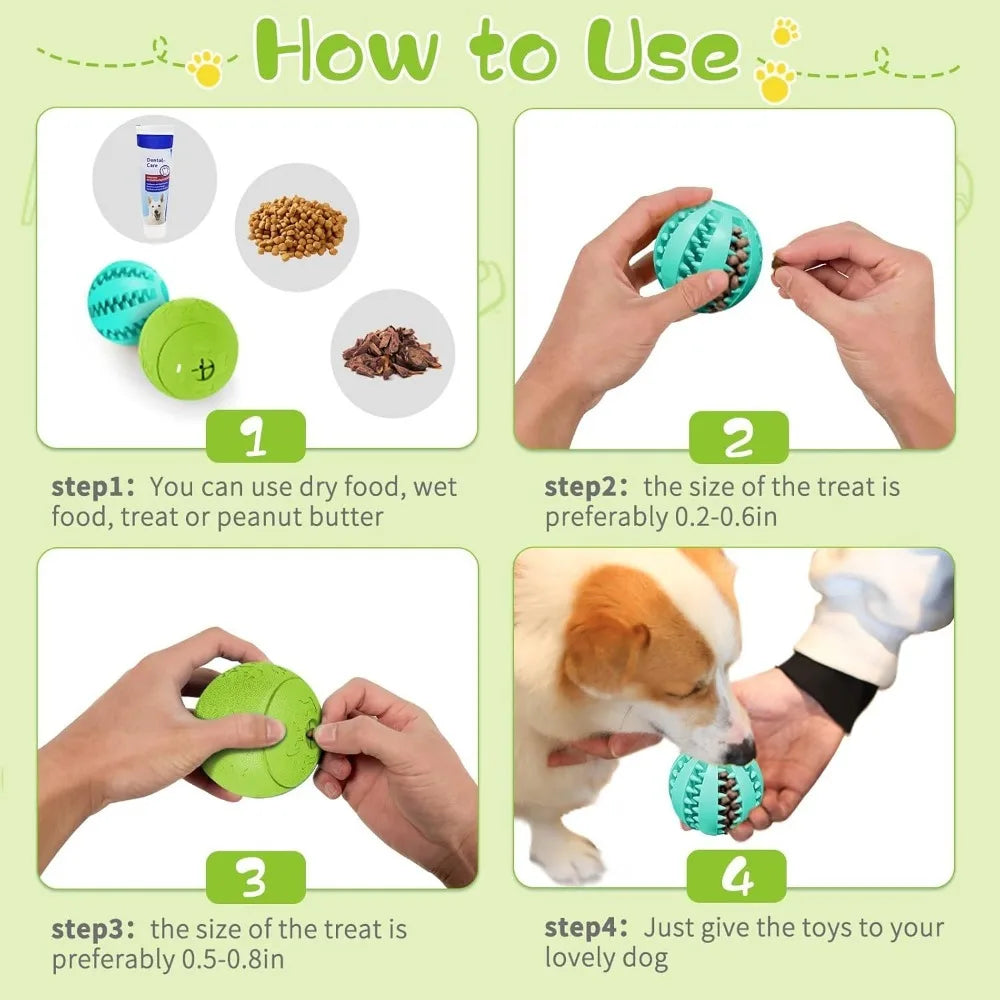 Interactive Dog Treat Dispensing Toy – Durable Puppy Teething Ball | Slow Feeder, Teeth Cleaning & IQ Training Toy