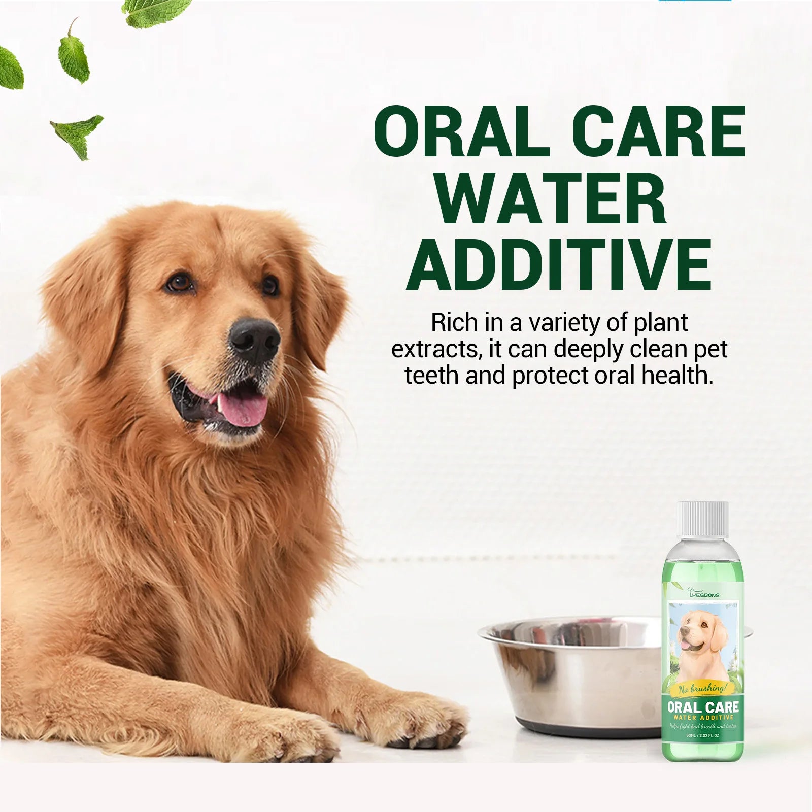 Pet Fresh Breath & Oral Care Solution – Dog & Cat Water Additive for Clean Teeth, Stain & Odor Removal, Earwax & Ear Odor Cleaner