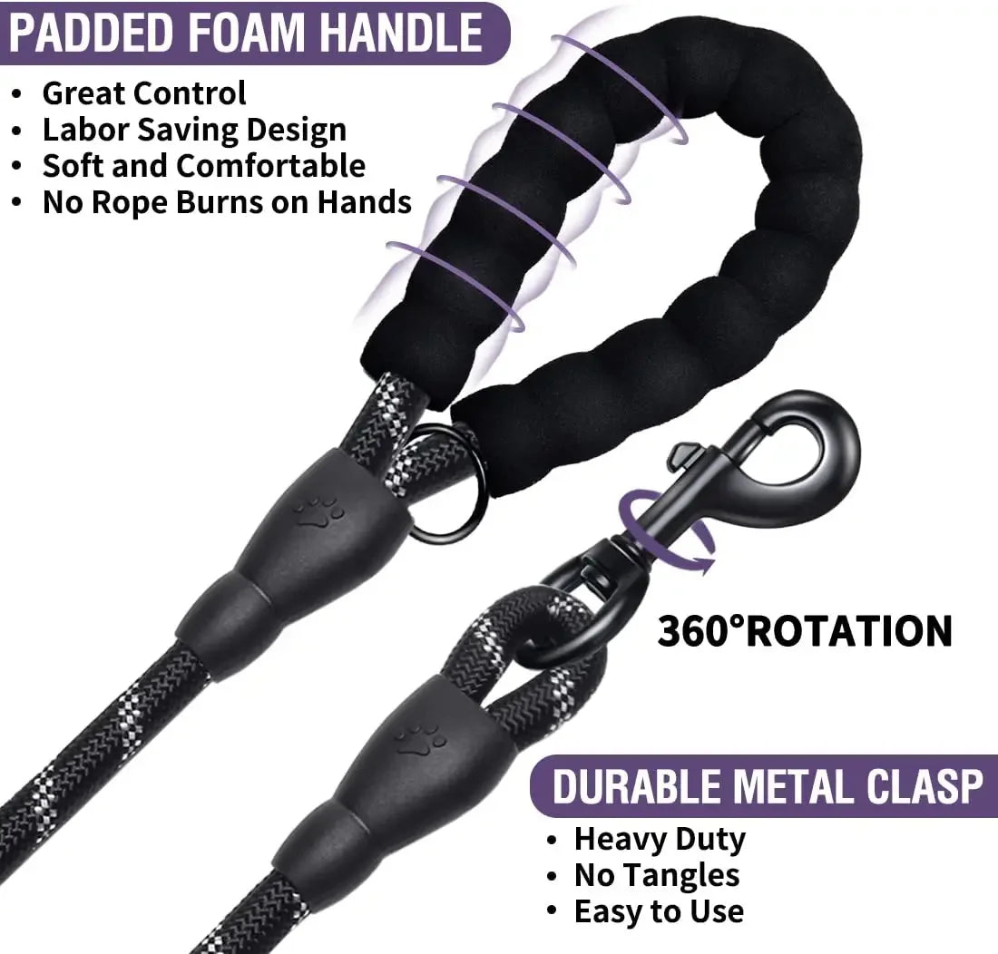 Strong Reflective Dog Leash – Heavy-Duty Pet Leash for Small, Medium & Large Dogs