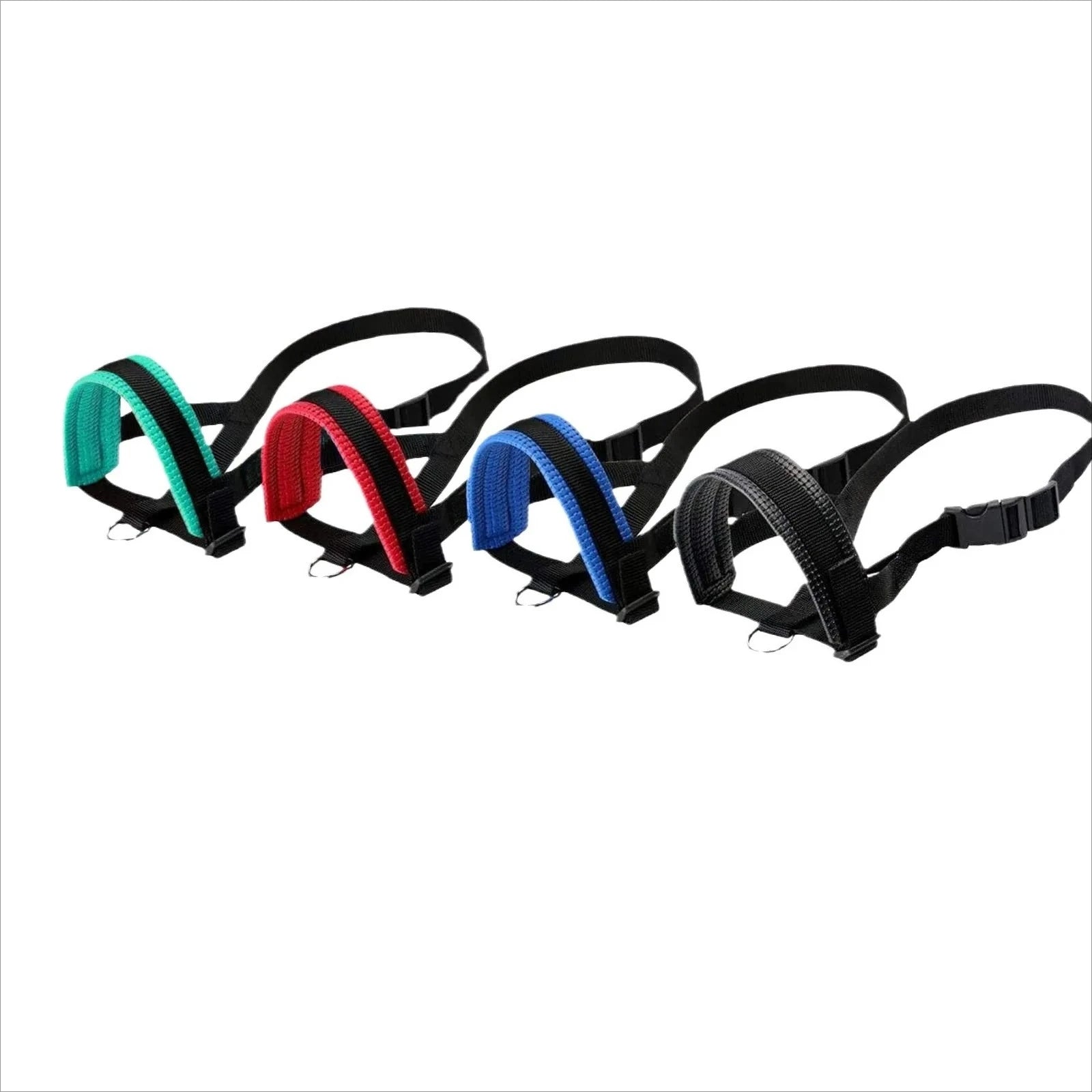 Breathable Nylon Dog Muzzle Set – Anti-Bark Training Collar with Striped Design for Summer Use