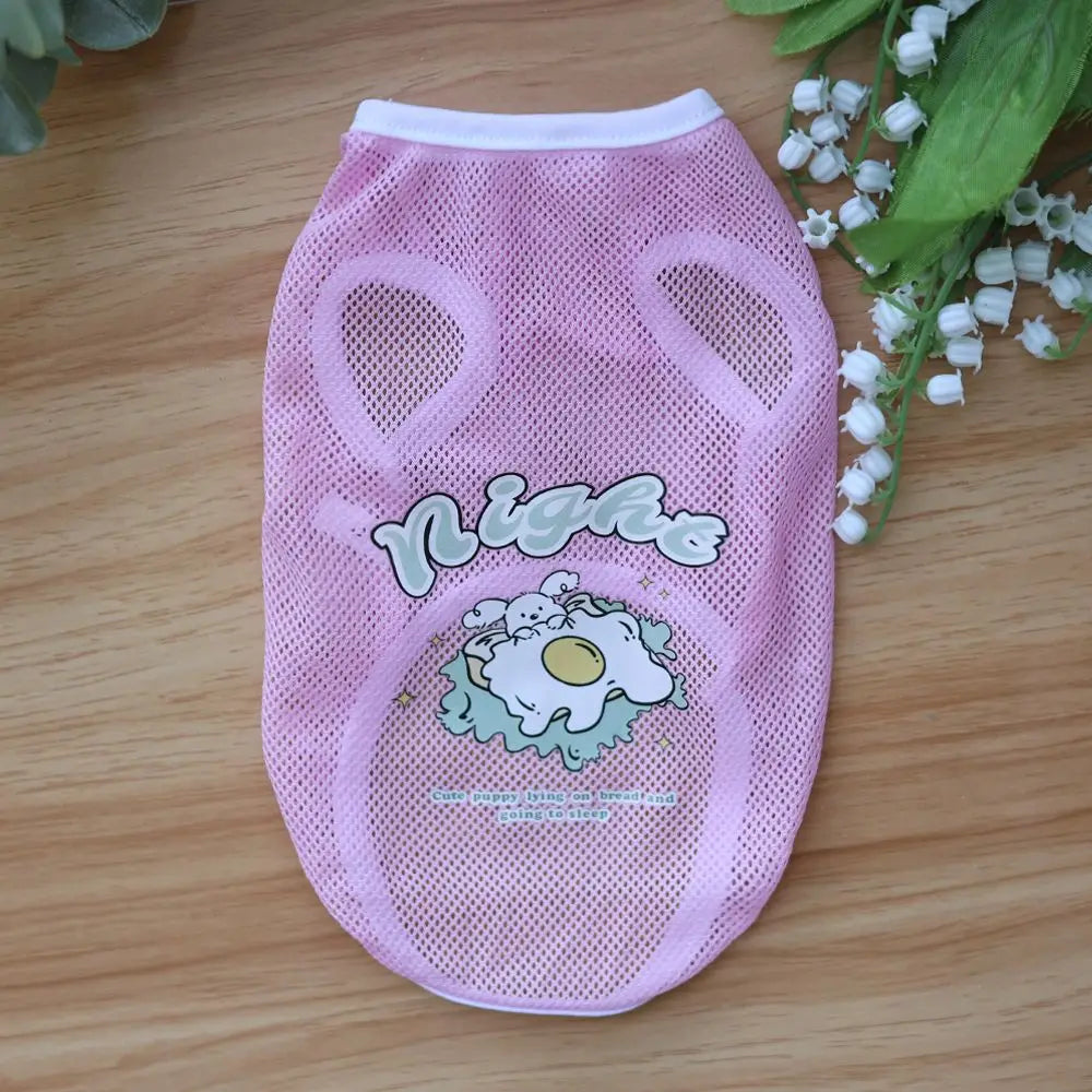 Spring & Summer Mesh Pet Vest – Lightweight Cartoon Print Vest for Cats and Dogs (Medium & Large Breeds)