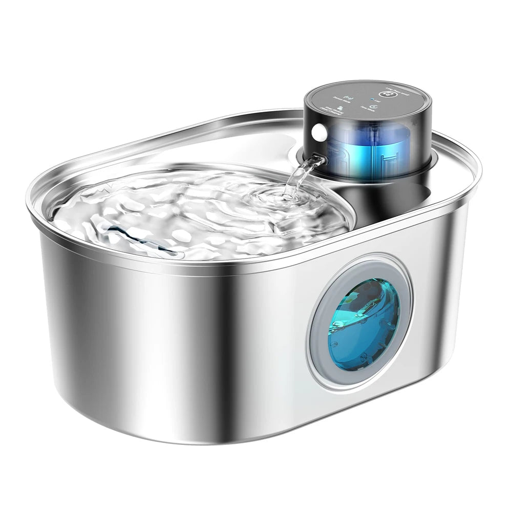 108oz/3.2L Stainless Steel Wireless Cat & Dog Water Fountain – Rechargeable Automatic Motion Sensor Pet Drinker