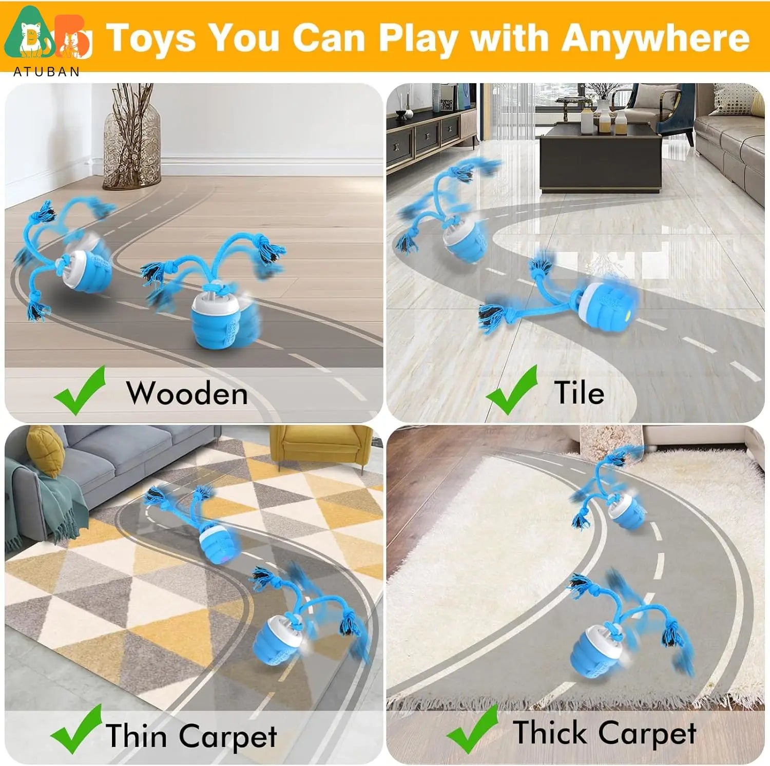 ATUBAN Interactive Dog Toy Ball – Rechargeable Smart Moving Ball for Active Play & Boredom Relief