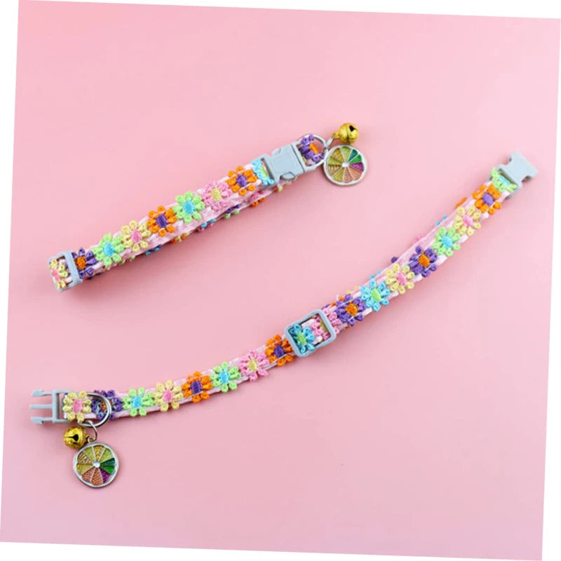Adjustable Pet Collar with Bell – Colorful Cartoon Footprint Design for Puppies, Dogs & Cats