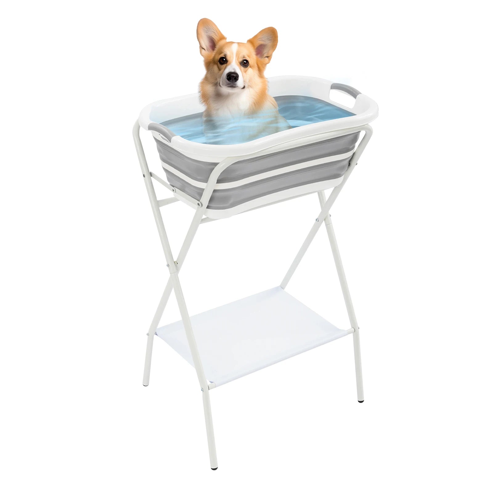 Small Pet Portable Bathtub with Stand – Foldable Bath with Drainage Tube for Small Dogs & Cats