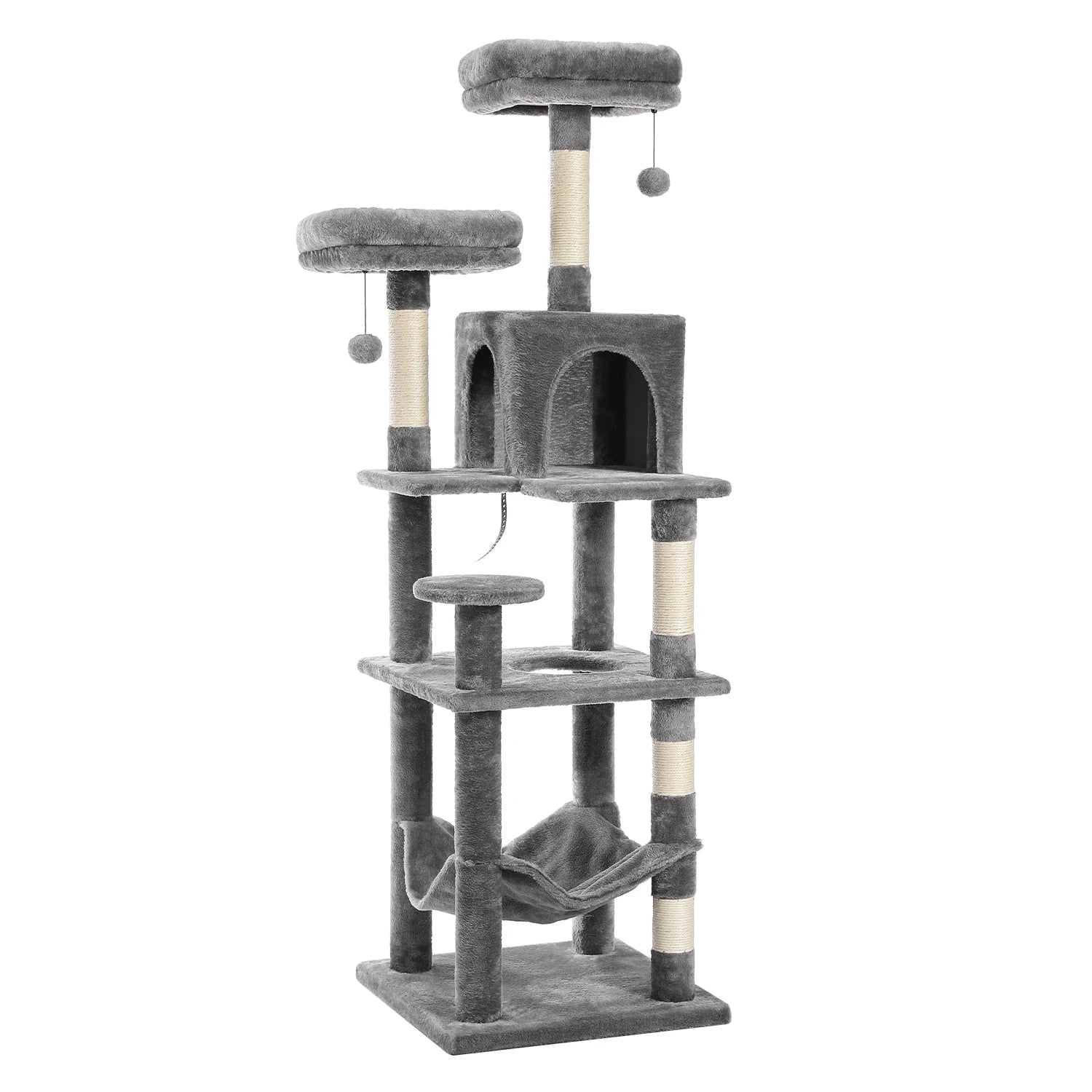 Large Multi-Level Cat Tree Tower – Tall Plush Indoor Cat Condo with Scratching Posts, Perches, Caves & Boards