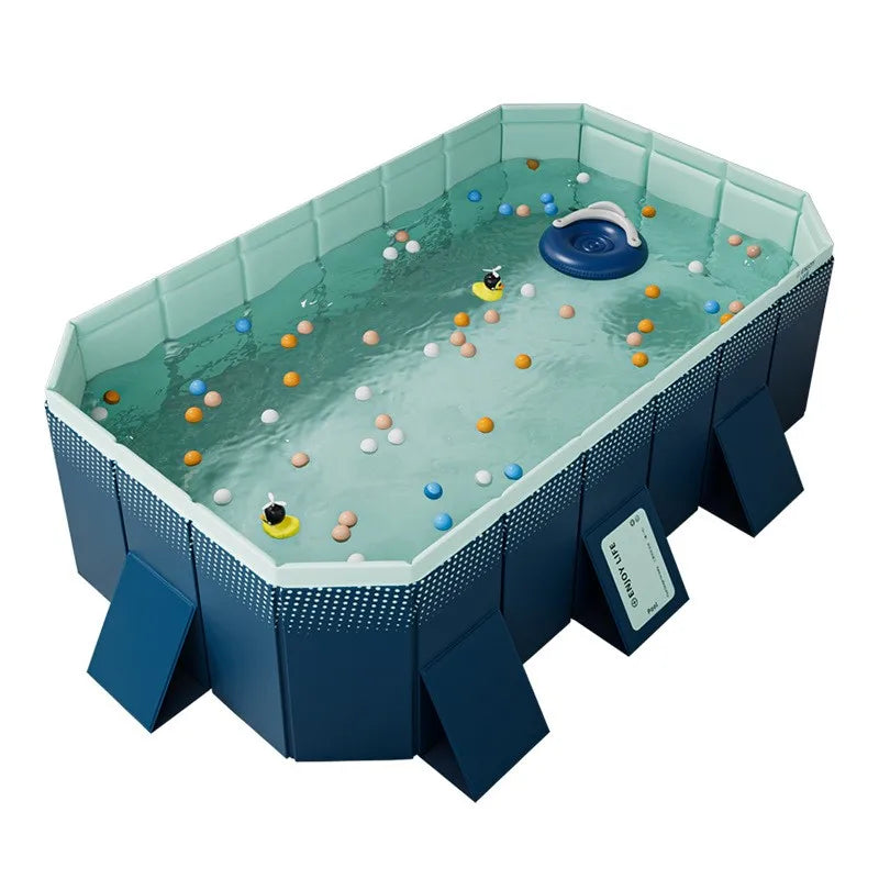 2.6m / 3m Foldable Outdoor Swimming Pool – Non-Inflatable Hard Plastic Pool for Kids, Adults & Dogs