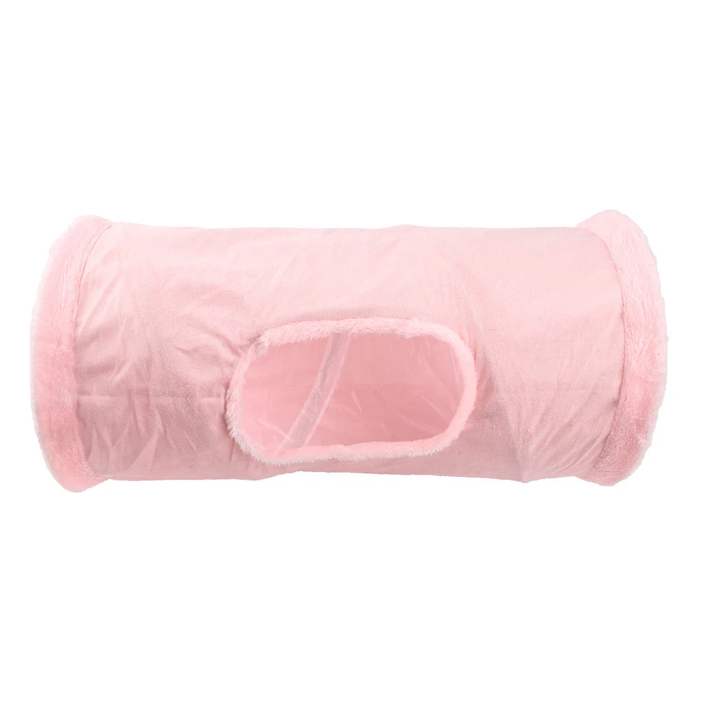 Plush Foldable Cat Tunnel – Warm Winter Play Tube with Hanging Ball for Cats, Kittens, Puppies & Small Pets